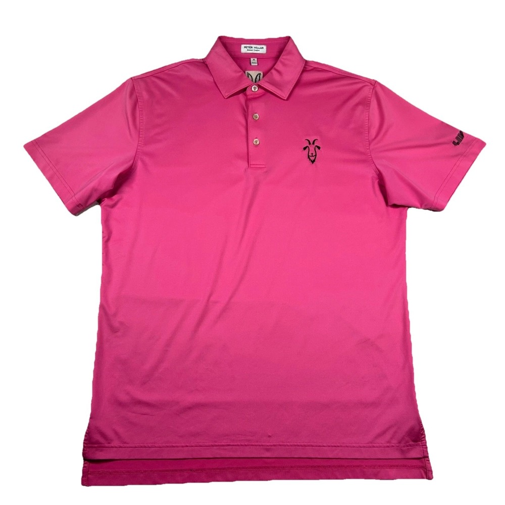 Peter Millar Shirt Mens M Polo LIV Golf RangeGoats Salmon Pink Bubba Watson